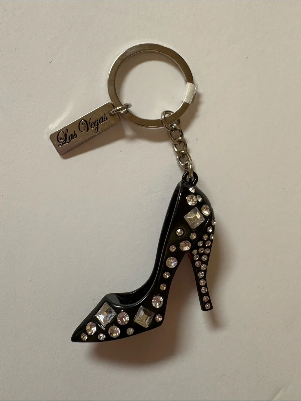 Unbranded Black High Heel red bottom Keychain with Rhinestones